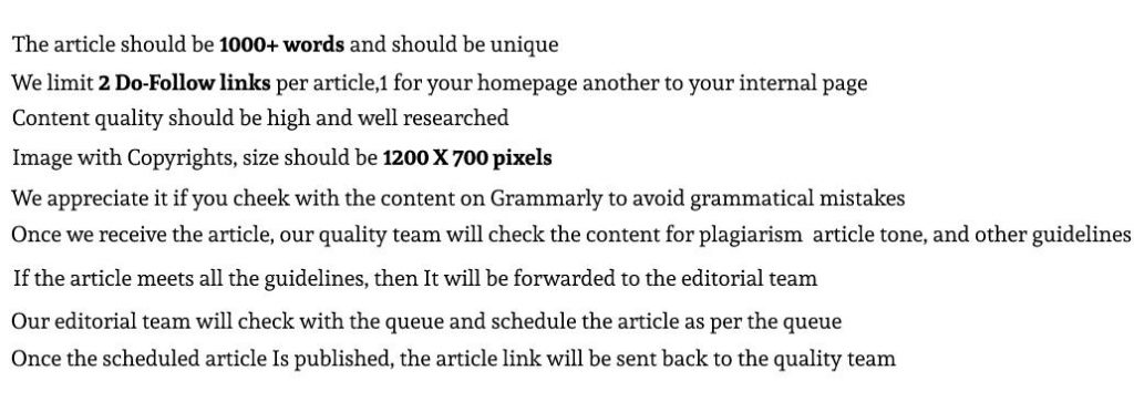 Guide line for write for us